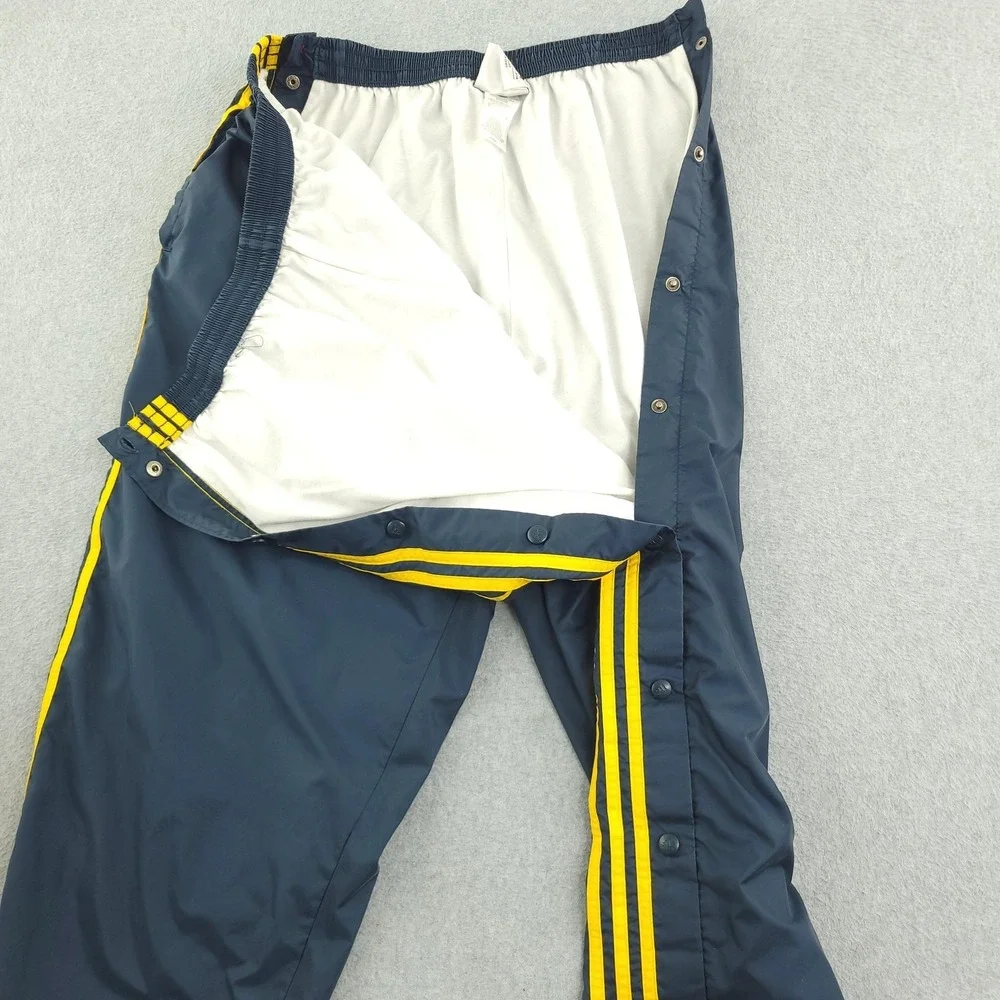 Adidas Tear Away Track Pants Mens XL 32x31 Blue Snap Side Stripe Lined Athletic